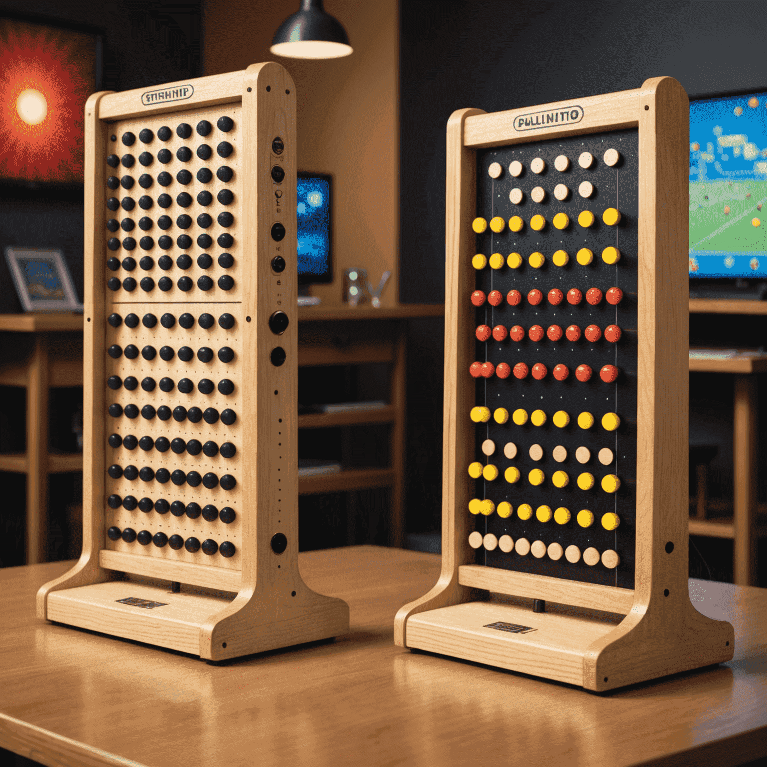 A split image showing a classic TV Plinko board on one side and a modern tabletop version on the other, illustrating the game's evolution.